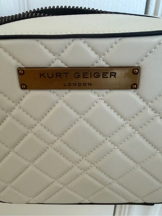 Kurt Geiger Handbags - Kurt Geiger Cream Quilted Crossbody with Gold Plaque